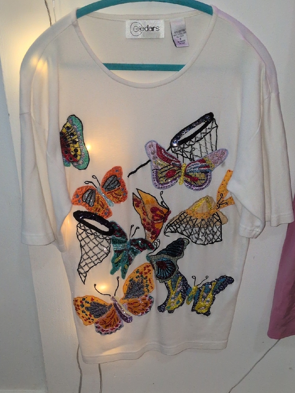 Stunning Beaded Butterfly 🦋 T Shirt As Is Really A Medium